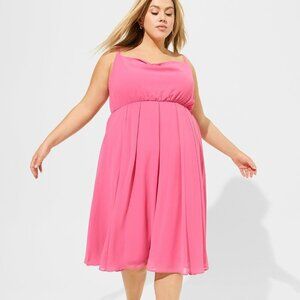 NWT Torrid Maxi Chiffon Cowl Neck Pleated Dress